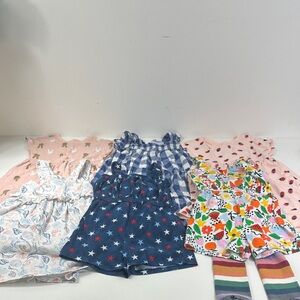 Lot of (7) Old Navy Dresses for girls size 4T-5T beach shells floral + Leggings
